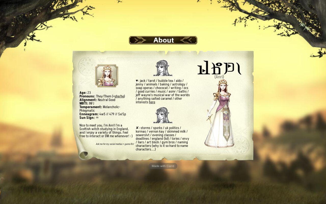 Carrd Character anri's carrd o: